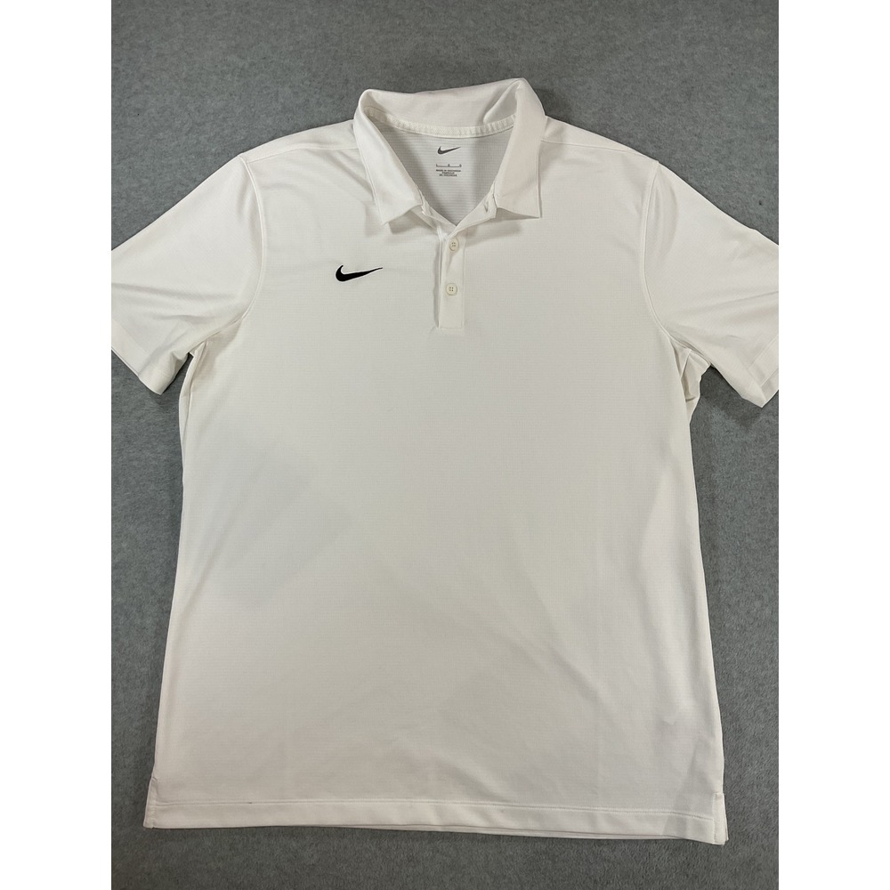 Nike Dri-FIT Mens White Short Sleeve Performance Golf Polo Shirt Large 2714